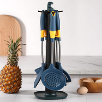 6 pièces outils de cuisine poignée en acier inoxydable ensemble d'ustensiles de cuisine en silicone