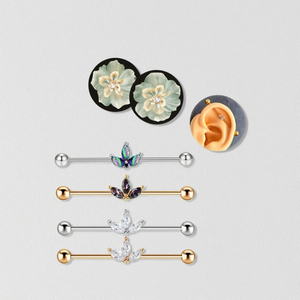 Meilleures ventes : Bijoux de corps tendance en acier inoxydable pour perçage d'<span class=keywords><strong>oreille</strong></span>, anneaux barbell industriels et anneaux de type scaffold, pour femmes et hommes - Product Image 4