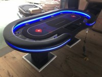 Table de Poker de Qualité Professionnelle de Casino 10 Places Personnalisée en Usine Texas Hold'em avec Lumière LED
