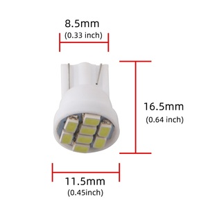 Автомобильные светодиодные лампы T10 1206 8SMD W5W 194 168, лампы для номерного знака, лампы с клиновидным куполом, 6000 К, белый, 12 В - Product Image 2