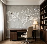 Papier peint mural personnalisé de style chinois avec des motifs floraux et d'oiseaux, papier peint auto-adhésif pour la chambre à coucher, le salon, la maison, l'hôtel, décoration murale