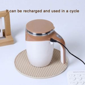 Tasse à mélange automatique personnalisée, gobelet portable en acier inoxydable réutilisable, tasse à café, lait, eau avec couvercle et poignée - Product Image 4