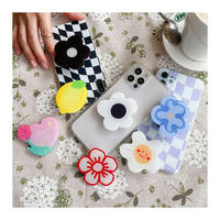 Groothandel op maat gemaakte acryl telefoonhouder met schattig dieren-/mode-/fruitdesign, opvouwbaar, thermische transfer