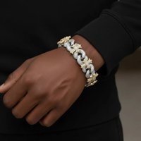 Ensemble de bijoux tendance plaqué or et argent Hip Hop, bracelet et collier en zircon cubique 5A, nouveauté 2026