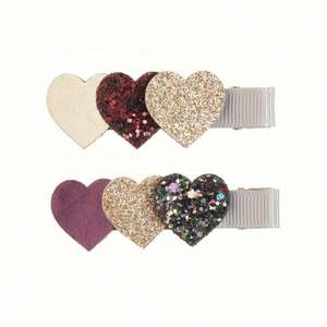 Niñas Color dibujos animados brillo Bling corazón Hada princesa bebé pinzas para el cabello y alfileres 2 uds para fiesta - Product Image 1