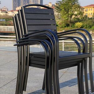 Hot Selling Plastic Garden Dining <strong>Table</strong> and Chair Set 6 People Seaters Black Outdoor Furniture with Fire <strong>Table</strong> Made in China - Product Image 5
