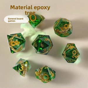 Set di Dadi da Tavolo DND Dungeons and Dragons COC per Giochi di Ruolo TRPG Kulu Kards con 7 Dadi Incastonati per Uso Desktop - Product Image 1