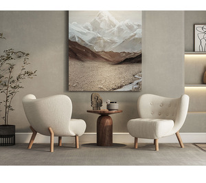 Modern Sherpa Accent <b>Chair</b> with Ottoman Wooden <b>Legs</b> Leisure Armchair <b>for</b> Living Room Bedroom Hotel - Product Image 5