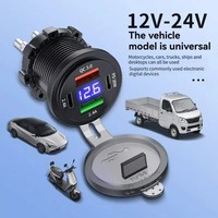 QC3.0 USB & Dual PD3.0 Soket Pengisi Daya Mobil Tipe-C Pengisian Cepat dengan Voltmeter LED 12-24V untuk Mobil