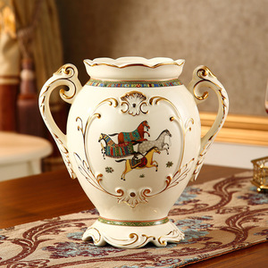 Vase en céramique de style européen ornements salon meuble TV coin fleur arranger fleurs séchées luxe style américain salle à manger - Product Image 2