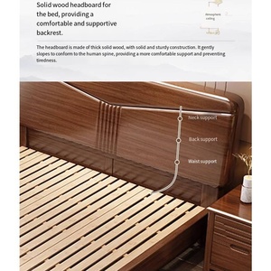 Fábrica de Muebles de China, Cama Moderna de Madera de Nogal, Camas Dobles de Madera, Cama King Size, Cama Doble para Dormitorio Q2 - Product Image 2