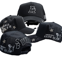 Casquette de baseball noire réglable avec broderie 3D étoile et lettre A, style décontracté et sportif, vente en gros d'usine Gorras Barbas Hats