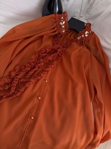 Chemisiers en maille décontractés à manches longues pour femmes, chemises à volants, hauts élégants pour femmes, vêtements pour femmes en gros - Product Image 5