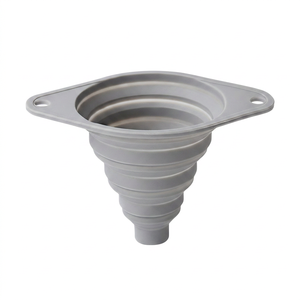 Nouvel ensemble de 3 entonnoirs de cuisine pliables en silicone de qualité alimentaire, flexibles et peu encombrants (Bleu Vert Gris) - Product Image 4