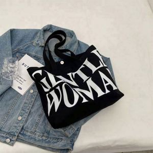 Large Capacity Letter Lady <b>Canvas</b> <b>Tote</b> Bag Spring Summer New Popular All Seasons Fashion Single Shoulder Hand-Held Shopping - Product Image 5