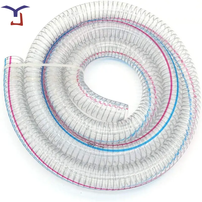 Tubo flessibile in filo di acciaio PVC con aspirazione a molla a spirale rinforzata flessibile sottovuoto trasparente per scarico di aspirazione