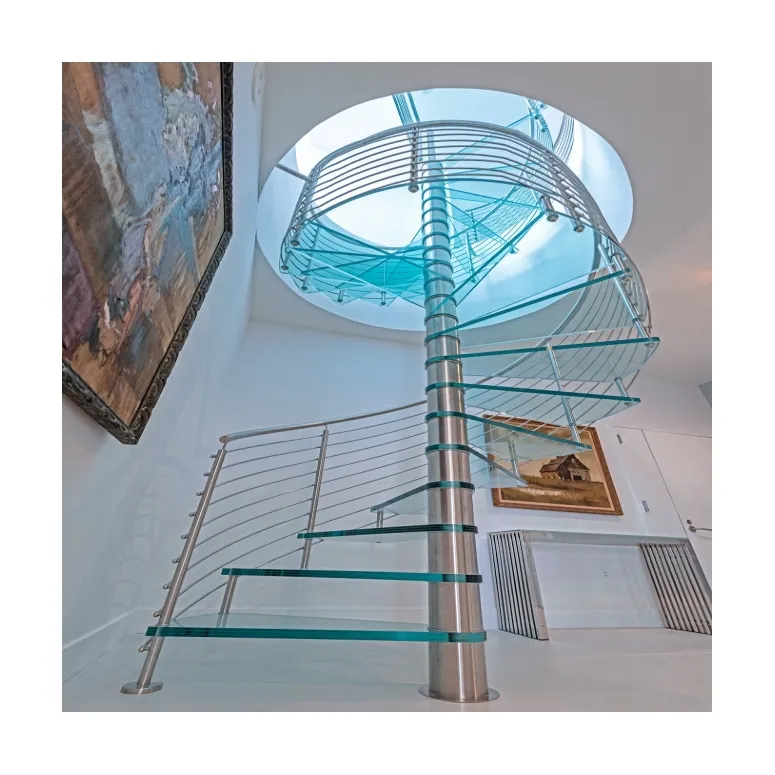 Modern Style Apartment Metal Spiral Staircase Glass Railing Spiral Stairs Stairway Good Price Spiral Glass Staircase