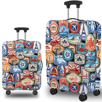 Housse de valise de protection personnalisée de haute qualité en gros, motif géométrique, housse de valise élastique avec fermeture éclair de protection