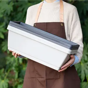 Horen-maceta rectangular de plástico para plantas, cuenco familiar para balcón, verduras y flores, venta al por mayor