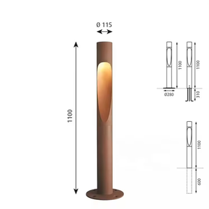 Lámpara de Jardín de Metal Corten Oxidado, Impermeable, LED, Estilo Art Deco, Acabado Natural, para Uso en Interiores/Exteriores - Product Image 3