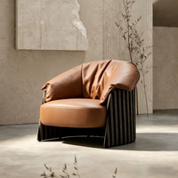 Fauteuil de salon moderne de luxe avec rembourrage en mousse 45D et fibres de plumes, base en acier carbone, fauteuil d'appoint rembourré pour salon