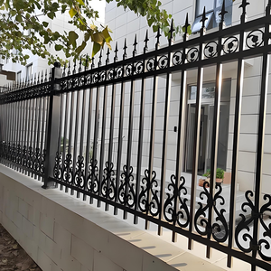 Black <strong>Wrought</strong> <strong>Iron</strong> Fence Easy-to-Assemble Decorative Picket Panels Galvanized Steel Mesh Home Farm Security Pool Fencing Low - Product Image 5