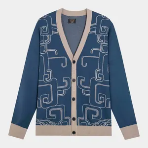 Decoración Unisex moda hilo de lana longitud personalizada cárdigan manga Regular estilo invierno cuello en V estilos cuello botón - Product Image 4