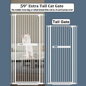 Puerta para Gatos Extra Alta, Puerta Metálica Negra de Montaje a Presión para Perros y Gatos, para Puertas - Product Image 2