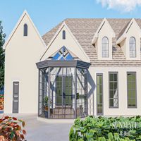 Véranda mobile en aluminium et verre pour toutes les saisons, style villa moderne, avec toit incliné automatique, pour jardin, patio et cour.