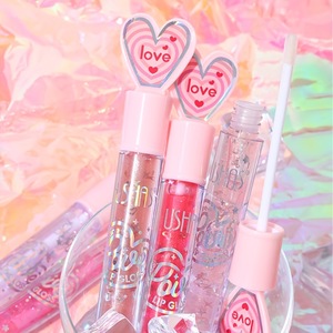 USHAS Liquid Lip Gloss Red Glitter Shiny Layered Lipstick con espejo Efecto de agua Love Mirror Water Mouth Lip Glaze - Product Image 6