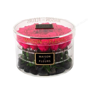 Özel Yuvarlak Çiçek Kutu Kalıcı Gül Kutusu Şeffaf Akrilik Çiçek Kutusu - Product Image 1