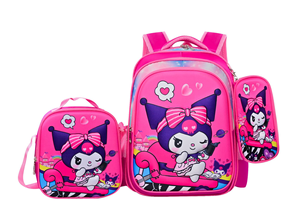 Mochila Escolar 3D con Ruedas, Impermeable, de Nailon, Unisex, con Dibujos Animados, Juego de 3 Piezas, para Niños de Primaria, Grados 1-6, Bolsas para Lápices - Product Image 4