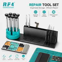 Kit d'outils de réparation électronique RF4 avec jeu de tournevis 6 en 1, boîte de rangement et plateau magnétique pour la réparation de téléphones, tablettes et ordinateurs portables