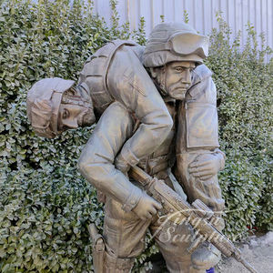 Decoración de parque al aire libre <span class=keywords><strong>Guerrero</strong></span> de tamaño real Arrodillado Estatuas de bronce con esculturas de bandera americana - Product Image 5