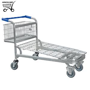 छह पहियों के साथ 2 स्तरीय धातु हाथ ट्राली परिवहन के लिए गोदाम में इस्तेमाल किया - Product Image 6