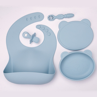 Vente en gros ensemble de vaisselle en silicone sans BPA personnalisé cuillère d'entraînement bol à bavoirs étanche pour bébés enfants sublimation imprimée