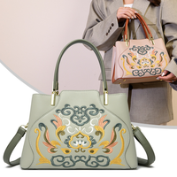 Sac à bandoulière brodé style chinois, nouveau sac à main en cuir souple pour maman, polyvalent et décontracté, pour femme