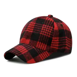 Topi Bisbol 6 Panel Tartan Hangat Musim Dingin Musim Gugur Modis Gaya Baru