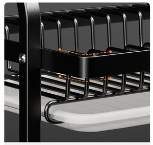 ชั้นวางของโลหะ2ชั้นสีดำสำหรับวางจานชั้นวางของในครัวชั้นวางตากจาน - Product Image 4