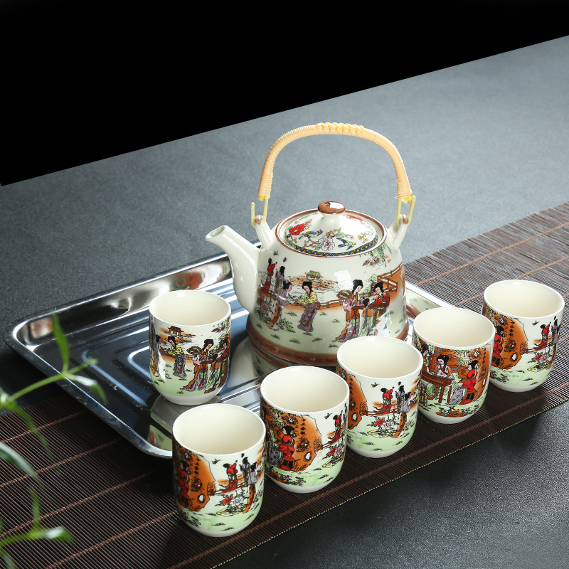 中国景德镇陶瓷茶具1个茶壶和6个陶瓷茶杯孔夫瓷茶具| Alibaba.com