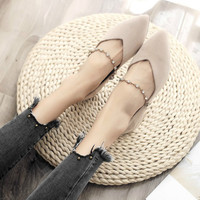 Chaussures Mary Jane d'automne à fond plat pour femmes Chaussures pointues coréennes