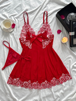 Vente d'Usine Robe de Nuit en Dentelle à Bretelles pour Femme, Collection Douce Nuit, Lingerie de Détente à Domicile