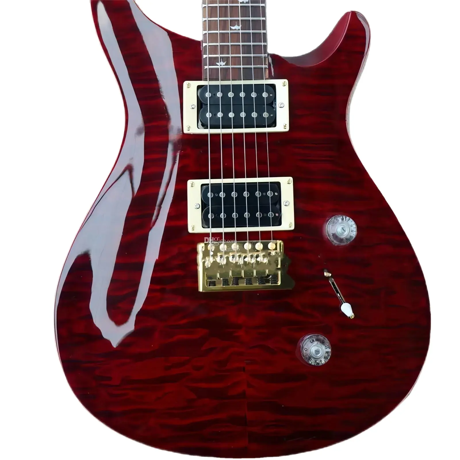 Customized electric guitar, wine red mahogany body, large flowered wood veneer, rosewood fingerboard