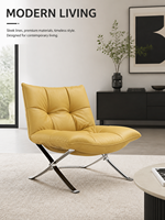 Fauteuil de salon moderne matelassé sans accoudoirs, en cuir pleine fleur et tissu, avec structure en acier inoxydable, pour chambre et salon, directement de l'usine (OEM/ODM)