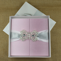 Carte d'invitation de mariage de luxe rose à couverture rigide, boîte cadeau pour Noël et la fête des mères