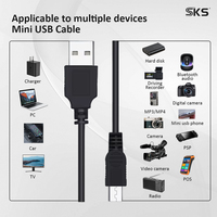 Kabel Pengisian Daya Data USB 2.0 5Pin Mini USB 0.5M 3M 3A Pengisian Cepat Berpelindung dengan Jaket PVC Tembaga Murni untuk Kamera MP3 MP4 Printer