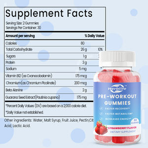 Erkekler ve kadınlar için özel etiket ön egzersiz Gummies artan enerji daha hızlı metabolizma PreWorkout Gummy spor takviyeleri - Product Image 2