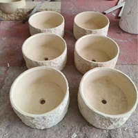 Bassin de pédicure moderne en marbre beige, lavabo pour spa des pieds, finition surface polie pour salle de bain, idéal pour le lavage des pieds