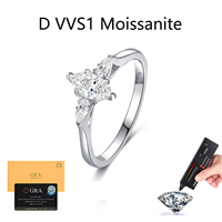 Bague en argent S925 avec trois marquises en moissanite couleur D VVS1 0,5 carat avec certificat, bijoux de mariée pour femmes, vente en gros directe d'usine