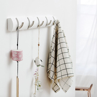 Porte-manteau mural, avec 5 crochets rétractable, rangement flottant